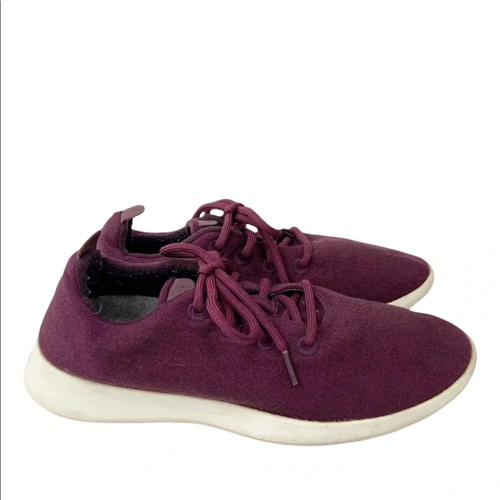 Allbirds Men’s Wool Runners Size M10 D520 Burgundy/White Renewable Materials